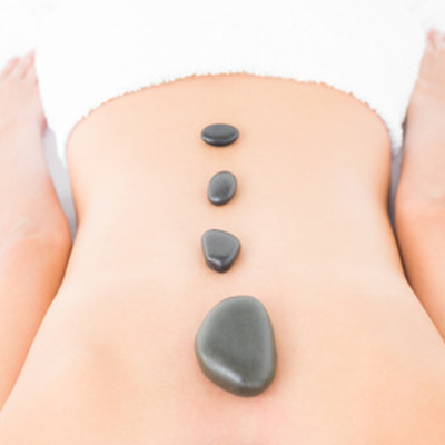 Hot stones on back