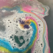 Pansexual Pirate bath bomb colors in bath